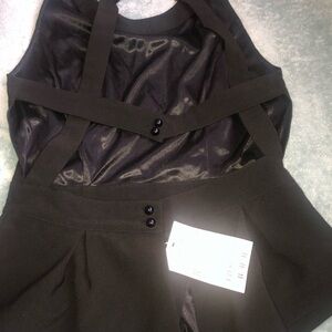 Black Sleeveless Dress with Button Detail